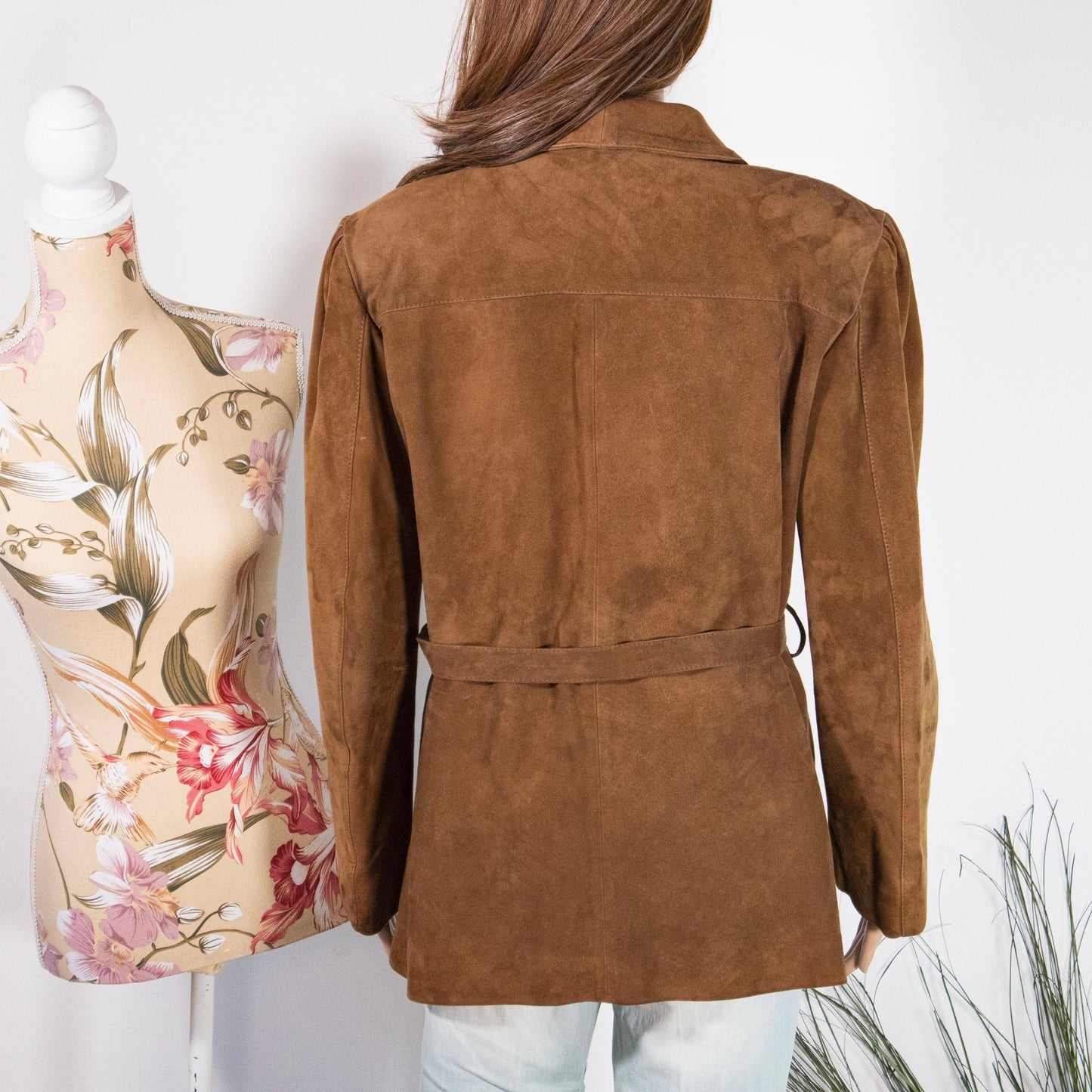 Cappotto Giacca camoscio in vera pelle marrone - abbigliamento vintage Rivesty