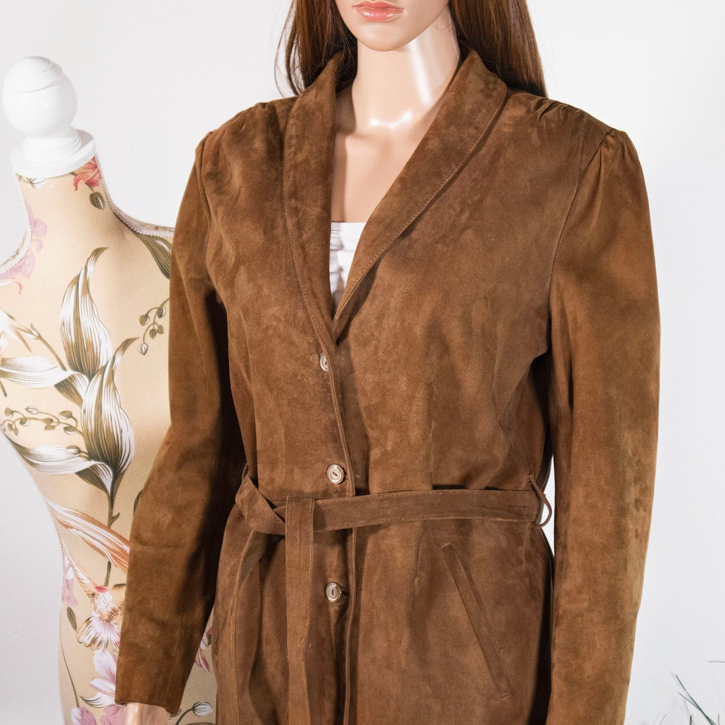 Cappotto Giacca camoscio in vera pelle marrone - abbigliamento vintage Rivesty