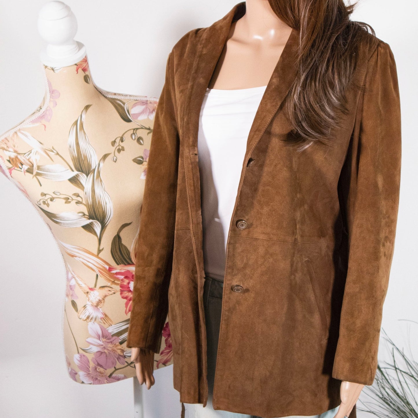 Cappotto Giacca camoscio in vera pelle marrone - abbigliamento vintage Rivesty