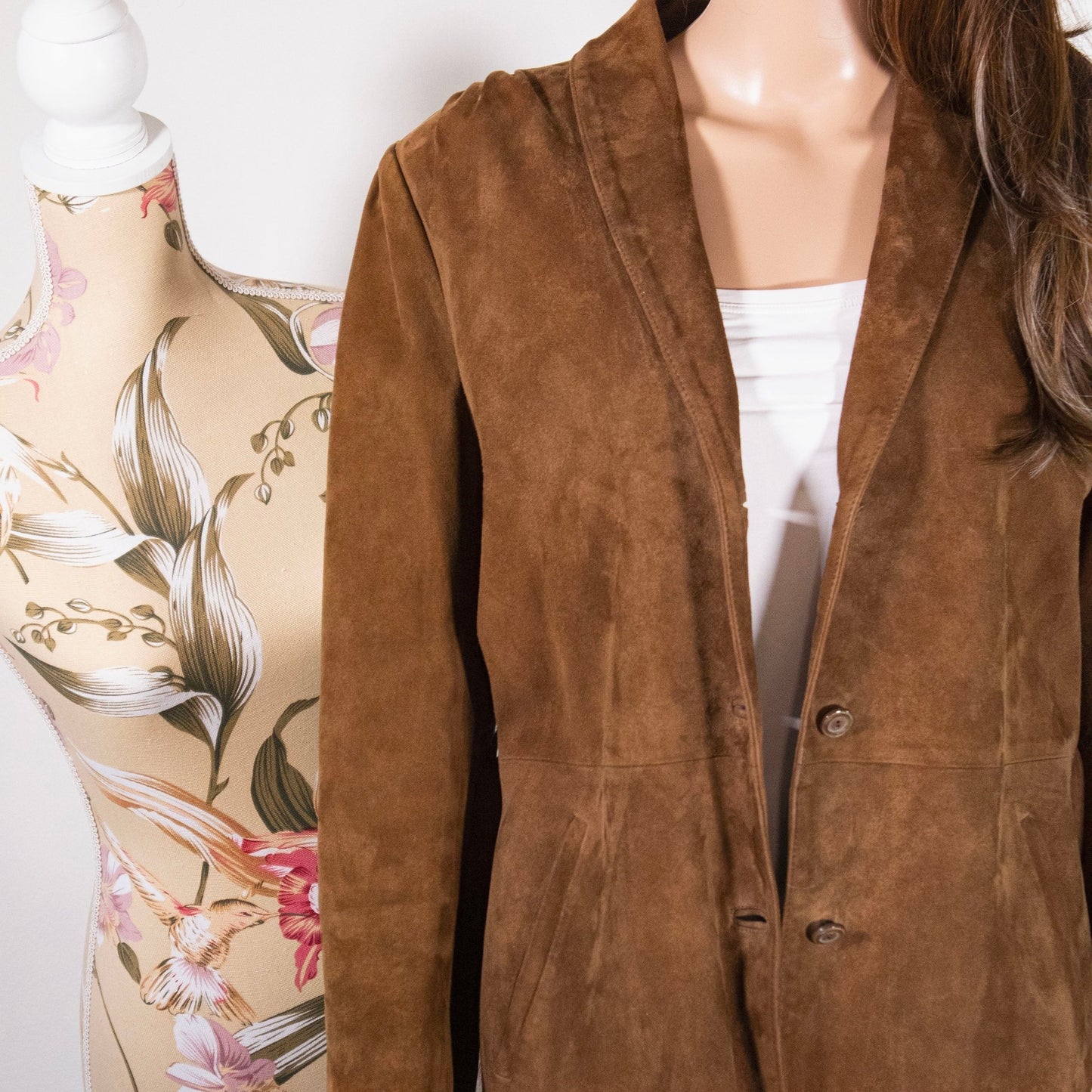 Cappotto Giacca camoscio in vera pelle marrone - abbigliamento vintage Rivesty