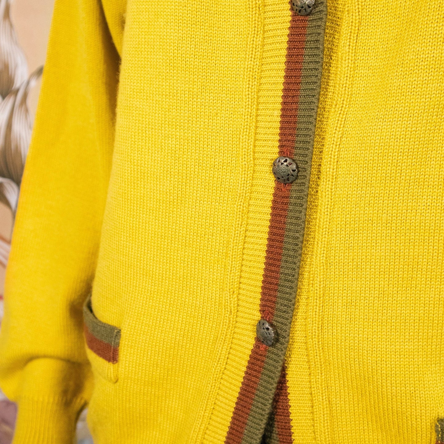 Cardigan giallo citrino vintage - abbigliamento vintage Rivesty