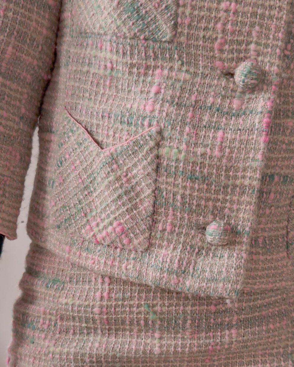 Completo vintage tweed rosa A.Ferrero - abbigliamento vintage Rivesty