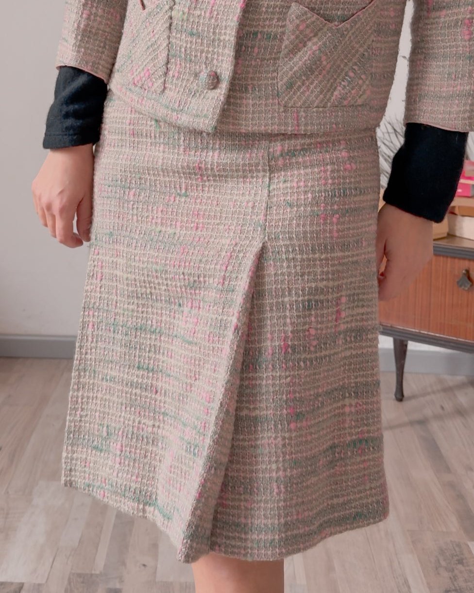 Completo vintage tweed rosa A.Ferrero - abbigliamento vintage Rivesty