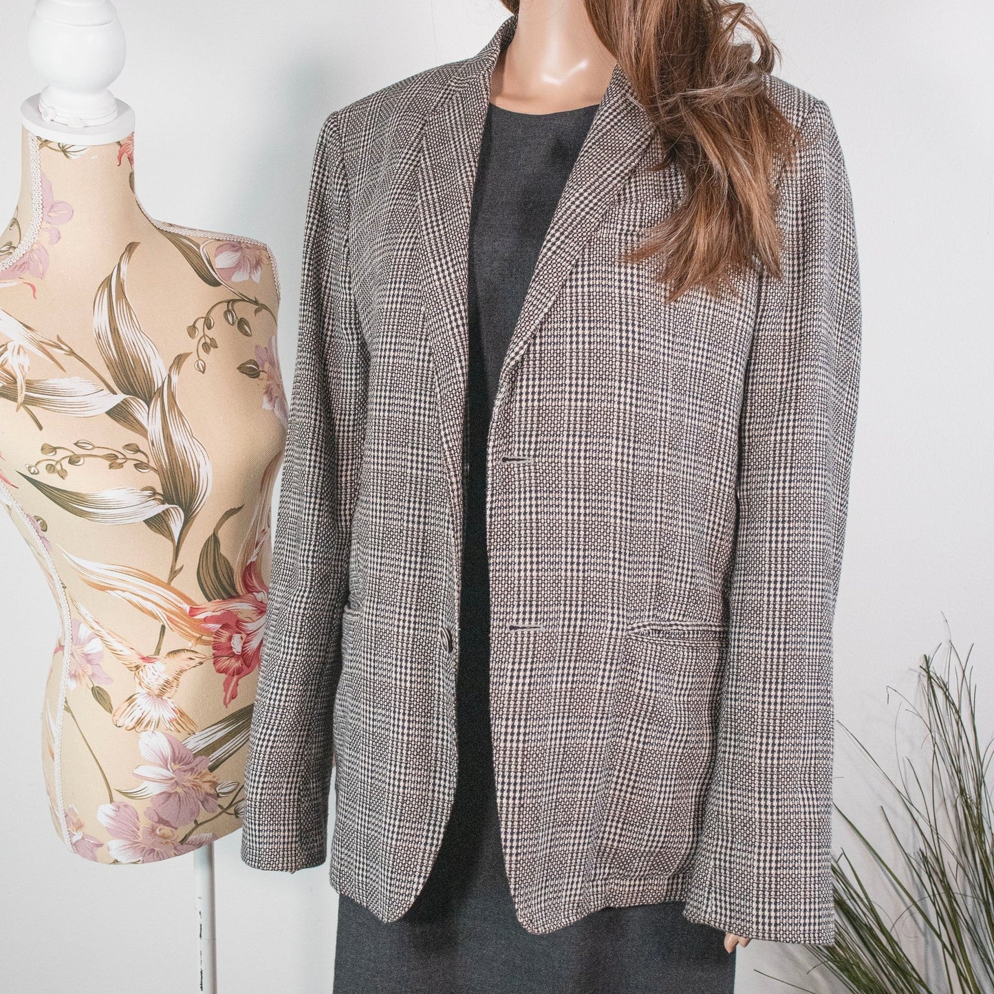 Giacca blazer a quadri bianchi e neri - abbigliamento vintage Rivesty