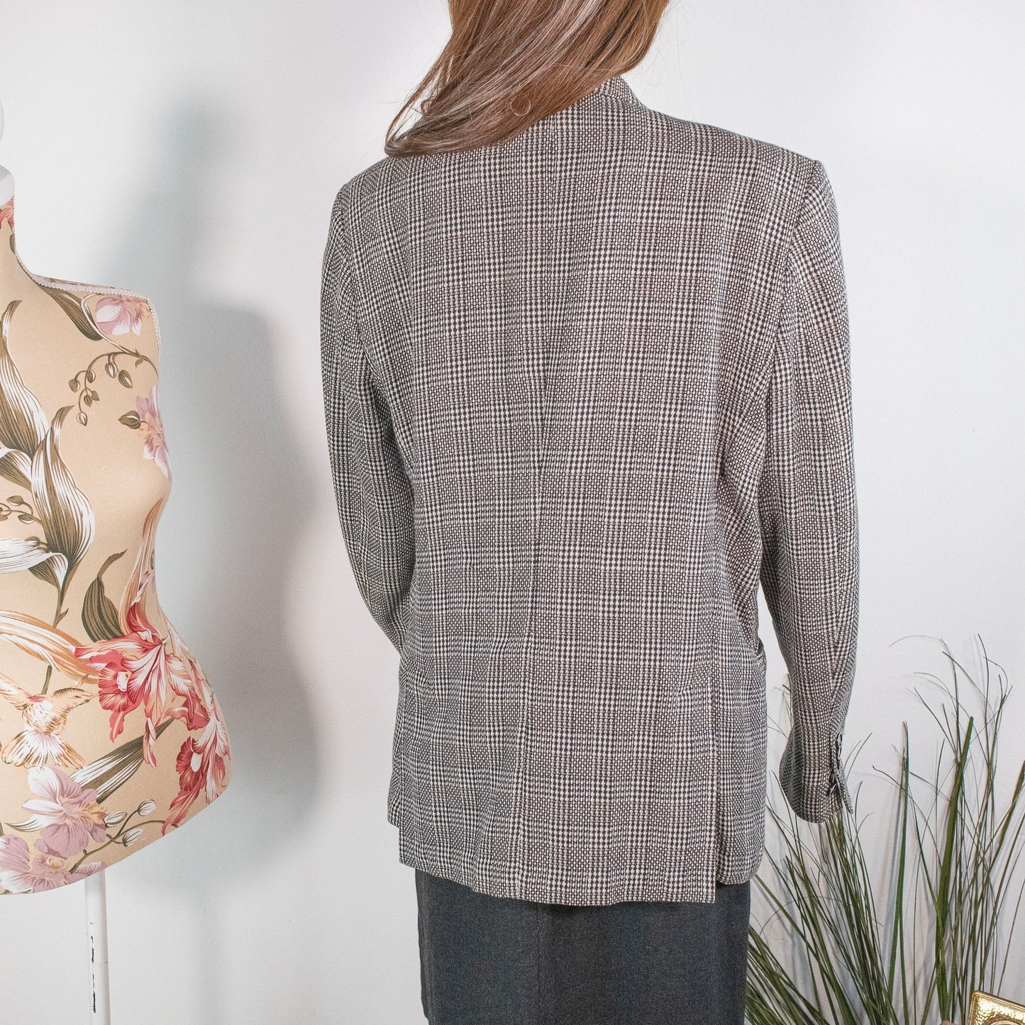 Giacca blazer a quadri bianchi e neri - abbigliamento vintage Rivesty