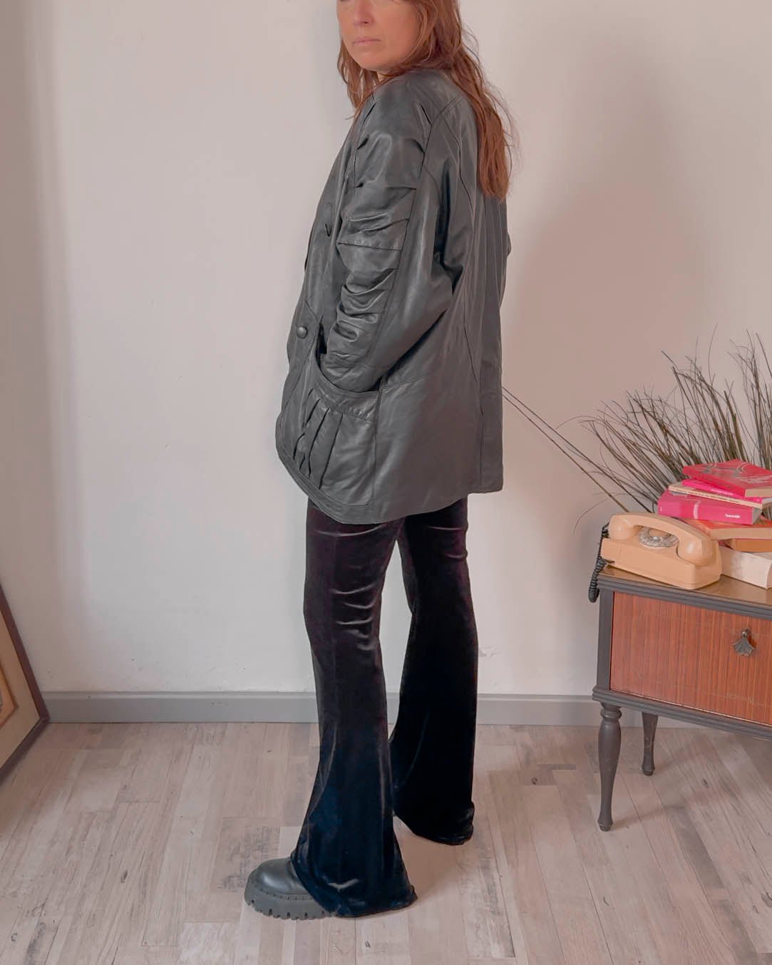 Giacca vintage in vera pelle anni 80 taglia S - abbigliamento vintage Rivesty