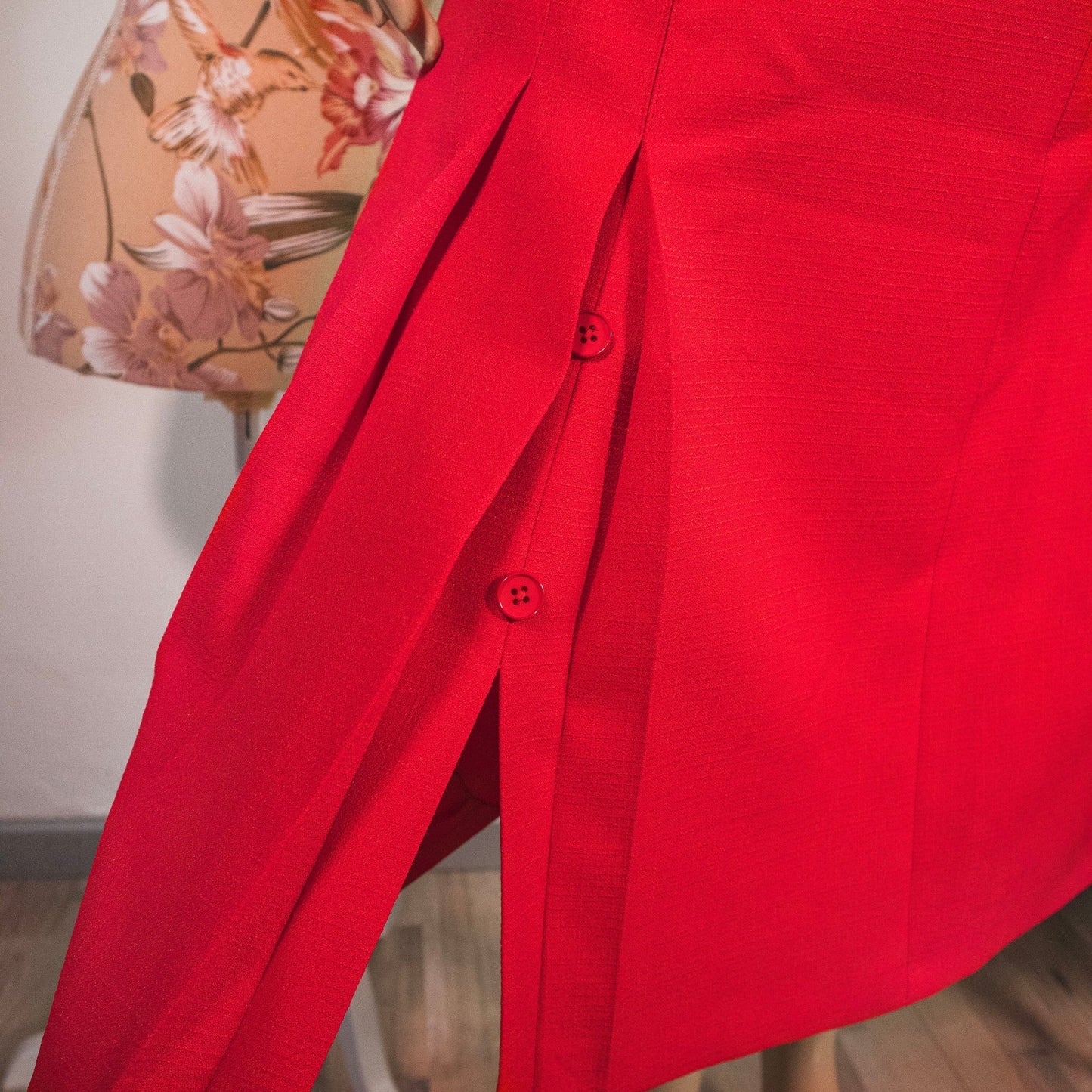 Gonna longuette vintage rosso acceso - abbigliamento vintage Rivesty