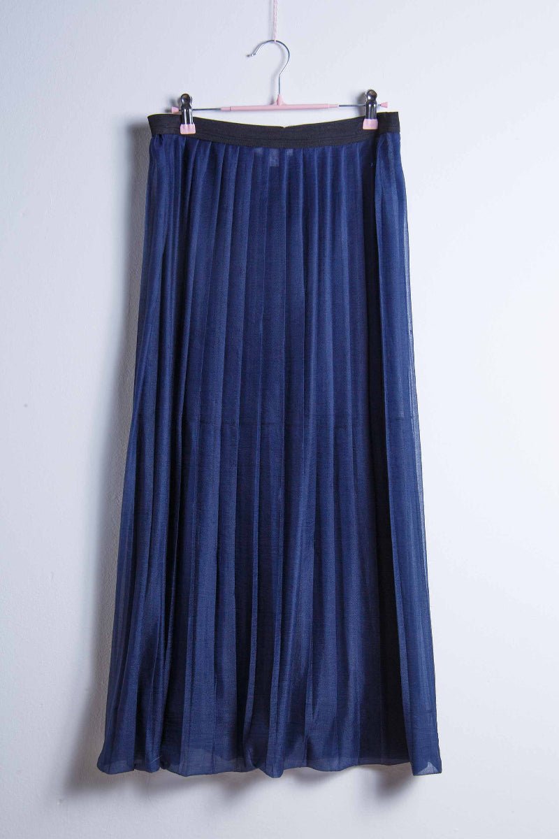 Gonna plissettata blu notte trasparente – BASE 128, taglia 44 | Rivesty Vintage - abbigliamento vintage Rivesty