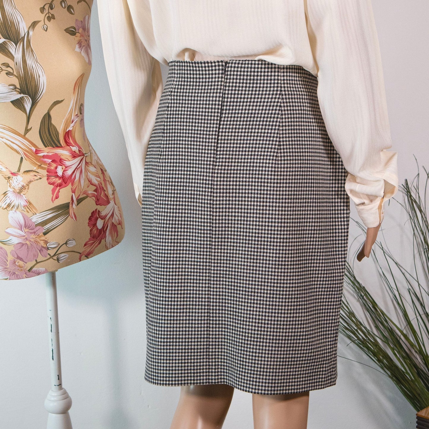 Gonna vintage in lana pied de poule - abbigliamento vintage Rivesty