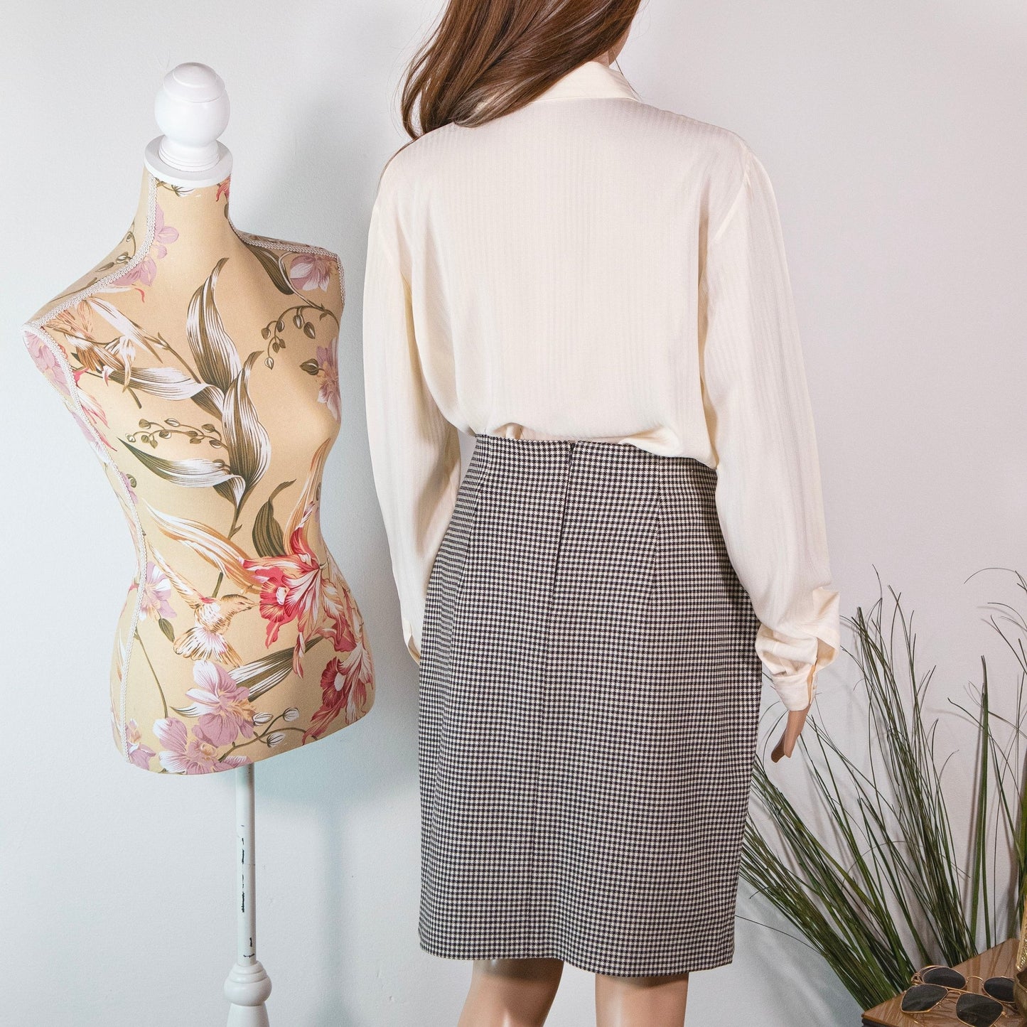 Gonna vintage in lana pied de poule - abbigliamento vintage Rivesty
