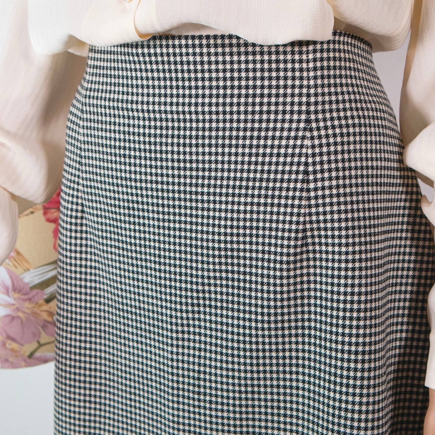 Gonna vintage in lana pied de poule - abbigliamento vintage Rivesty