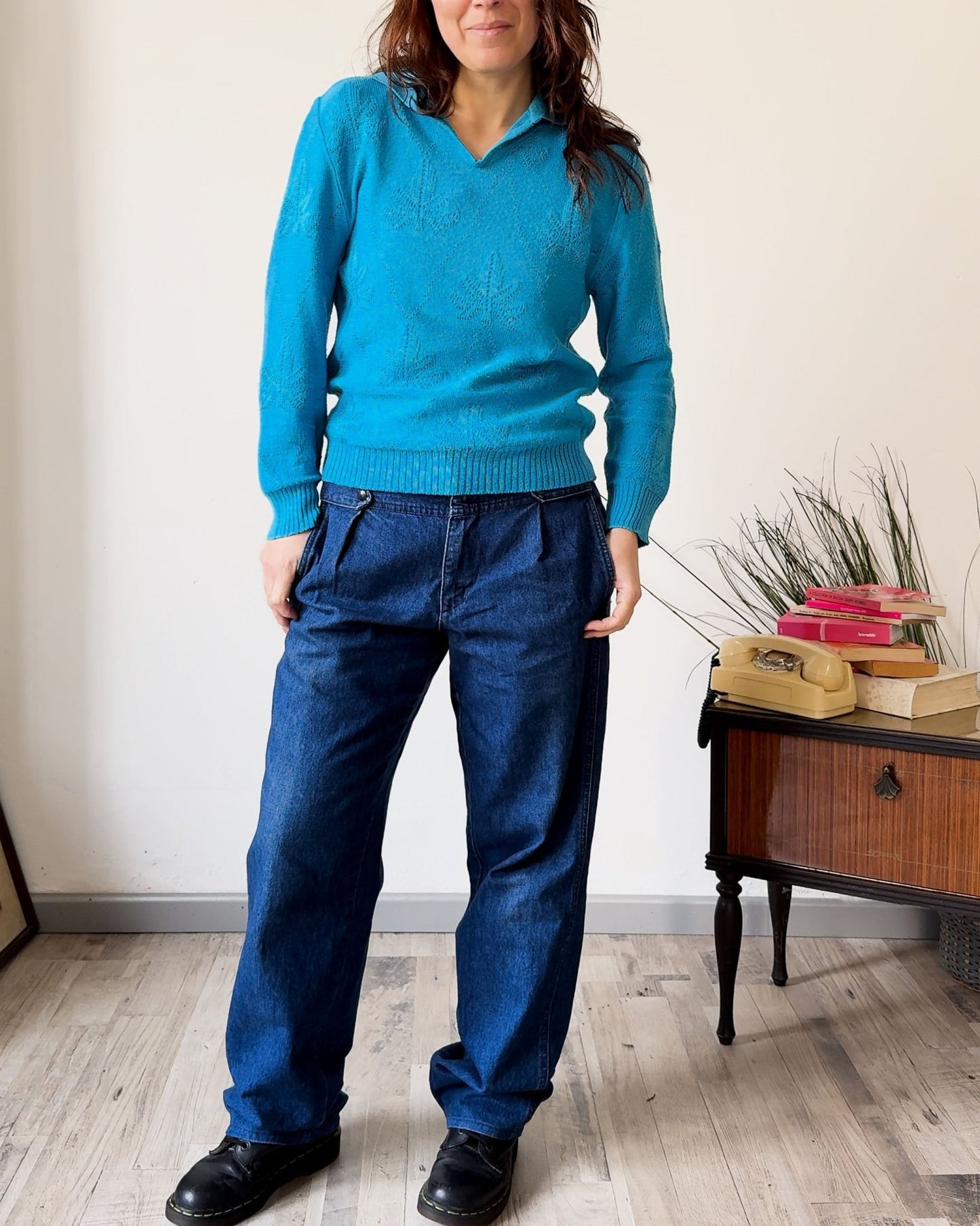 Maglia Vintage Azzurra – Stile Retrò con Eleganza - abbigliamento vintage Rivesty