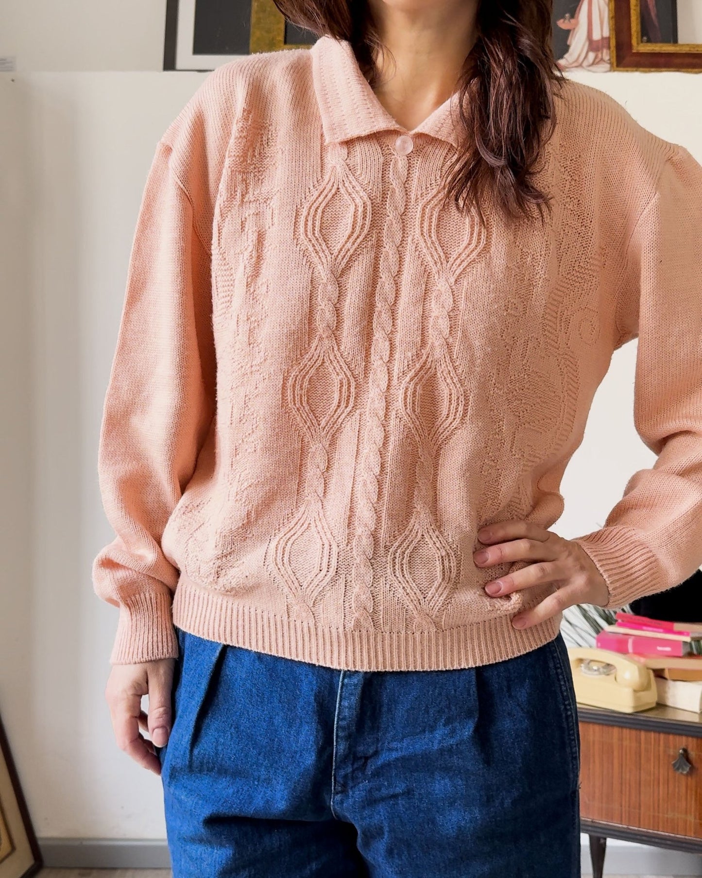 Maglia Vintage Rosa Salmone – Stile Retrò - abbigliamento vintage Rivesty