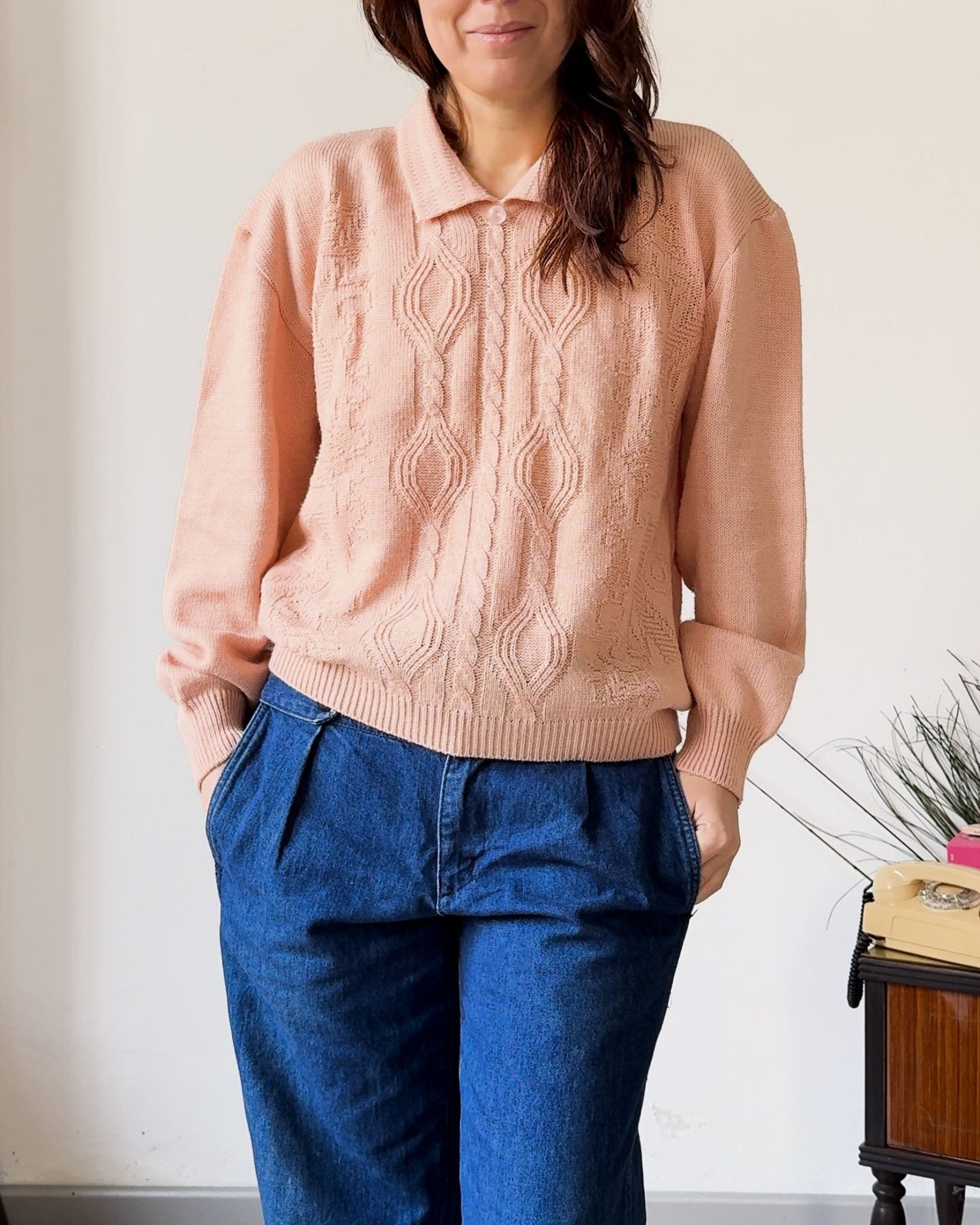Maglia Vintage Rosa Salmone – Stile Retrò - abbigliamento vintage Rivesty