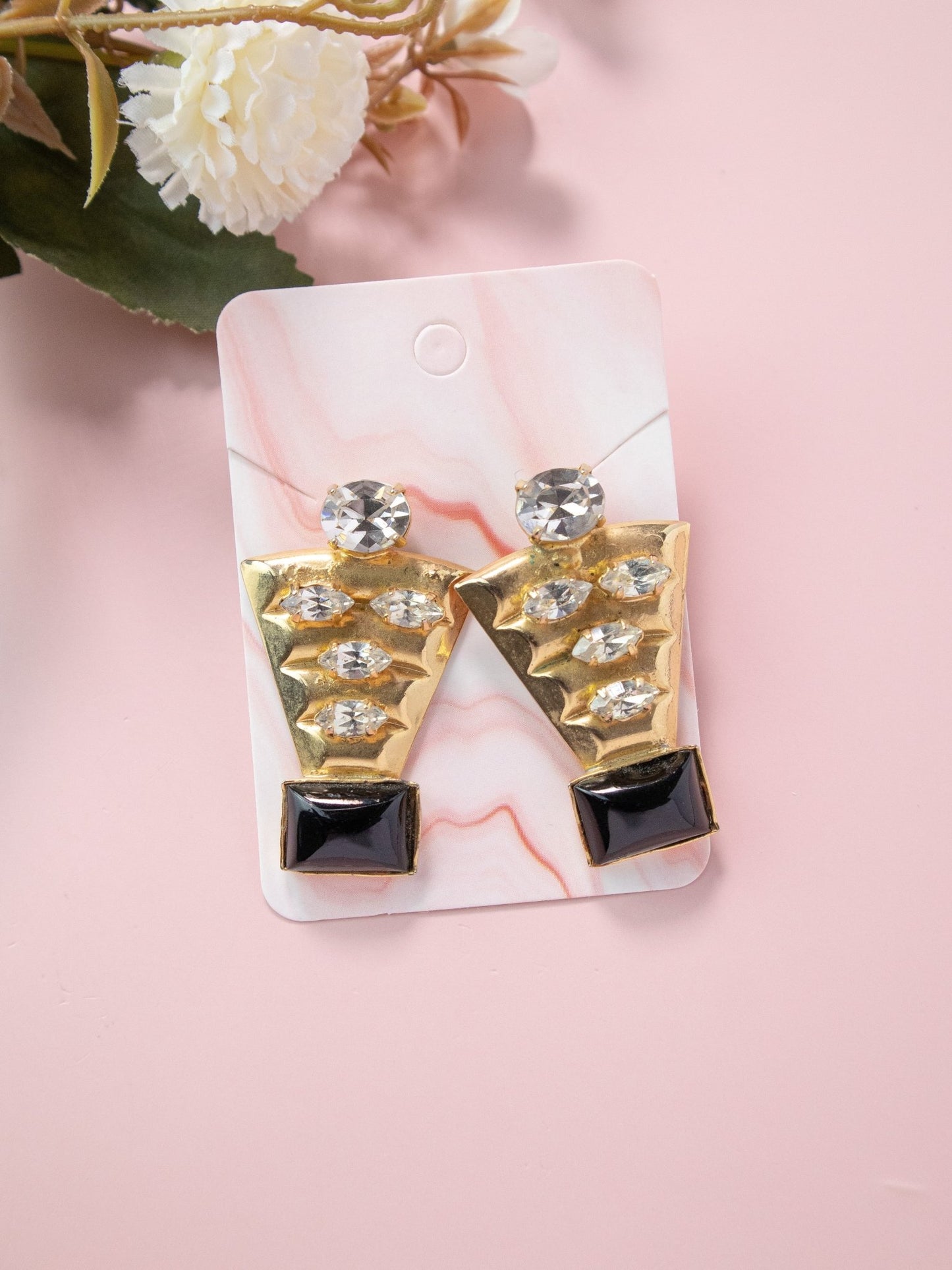 Orecchini geometrici in stile anni '20 per foro all'orecchio - abbigliamento vintage Rivesty