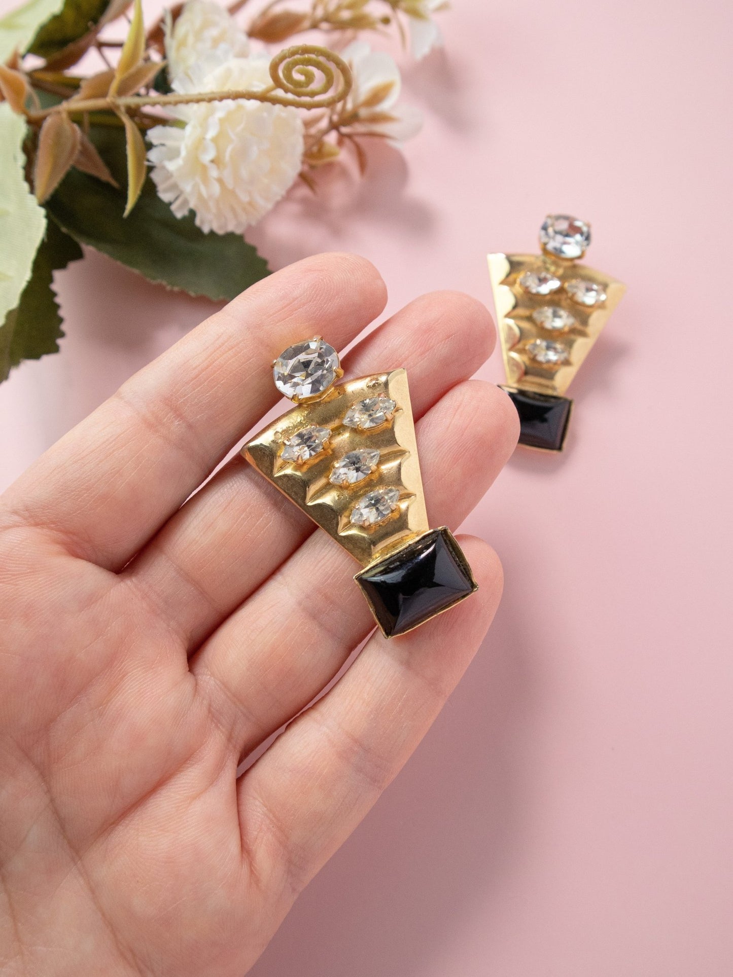 Orecchini geometrici in stile anni '20 per foro all'orecchio - abbigliamento vintage Rivesty