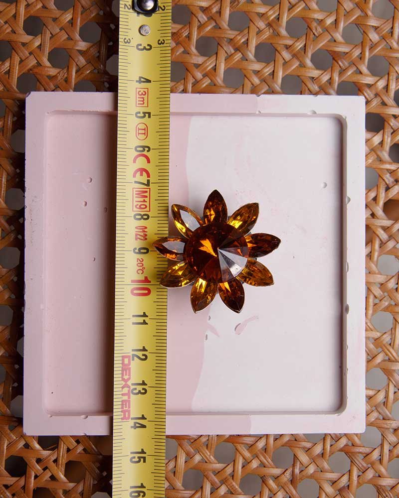 Orecchini vintage a clip fiore cristallo ambrato – Bigiotteria anni ’80 - abbigliamento vintage Rivesty