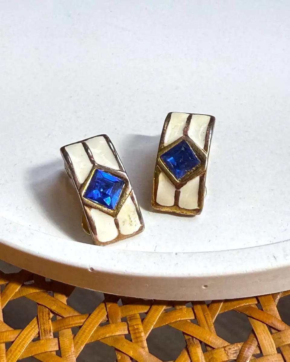 orecchini vintage con pietra blu