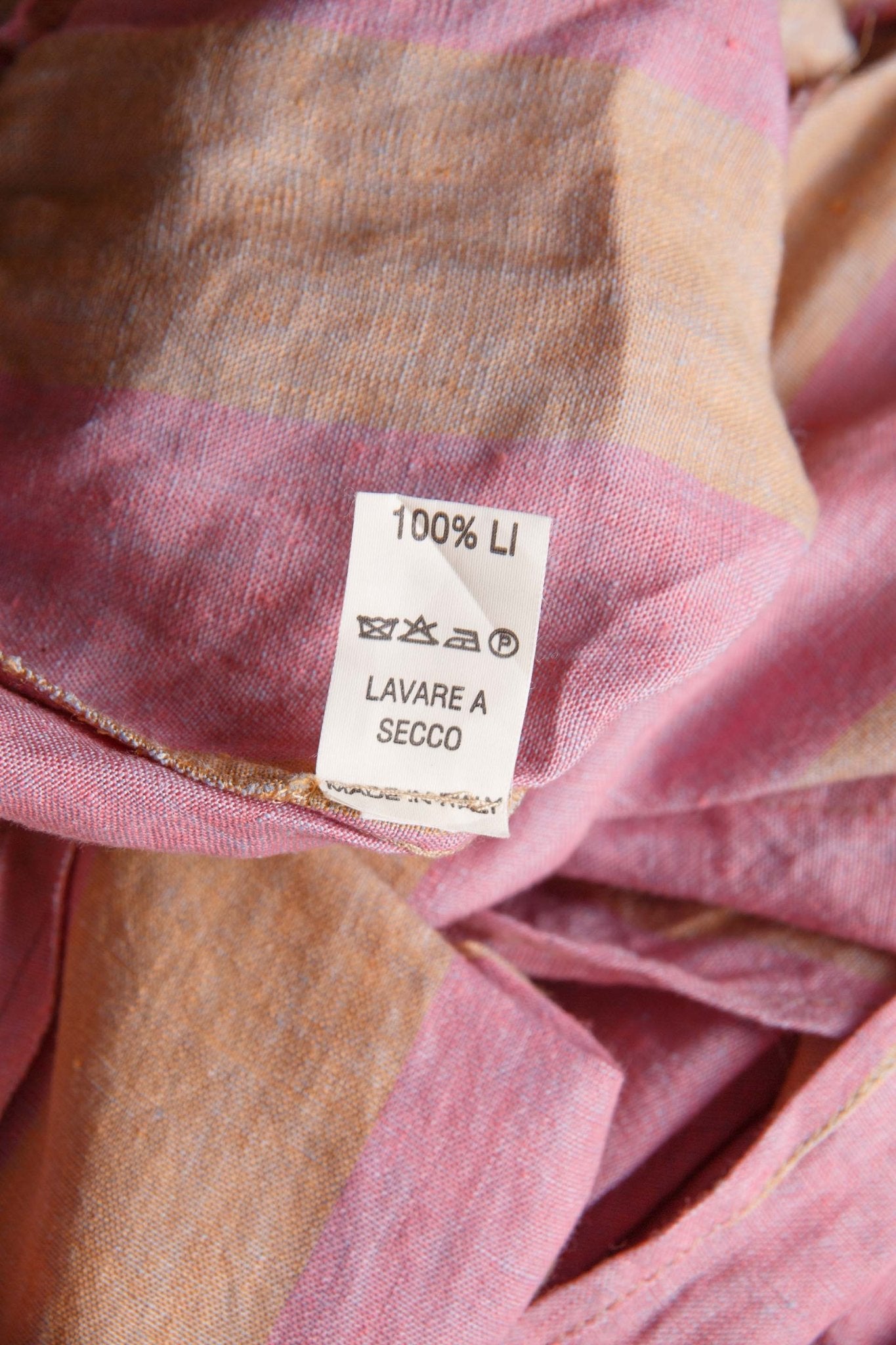 Pantaloni vintage in lino a righe rosa Al Duca d’Aosta – Taglia L | Rivesty Vintage - abbigliamento vintage Rivesty