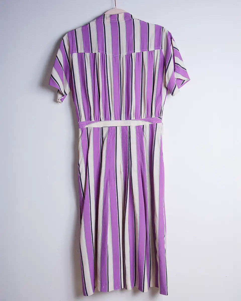 retro vestito vintage a righe lilla
