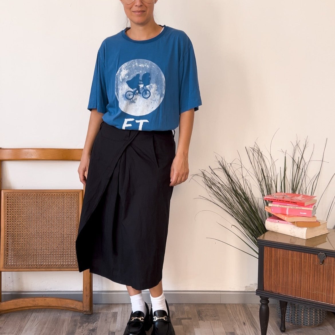 Tshirt ET Extra Terrestrial Moon Pull&Bear XL - abbigliamento vintage Rivesty