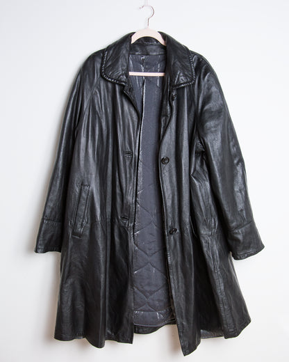 Cappotto lungo in pelle nera da donna taglia 46 – Forester