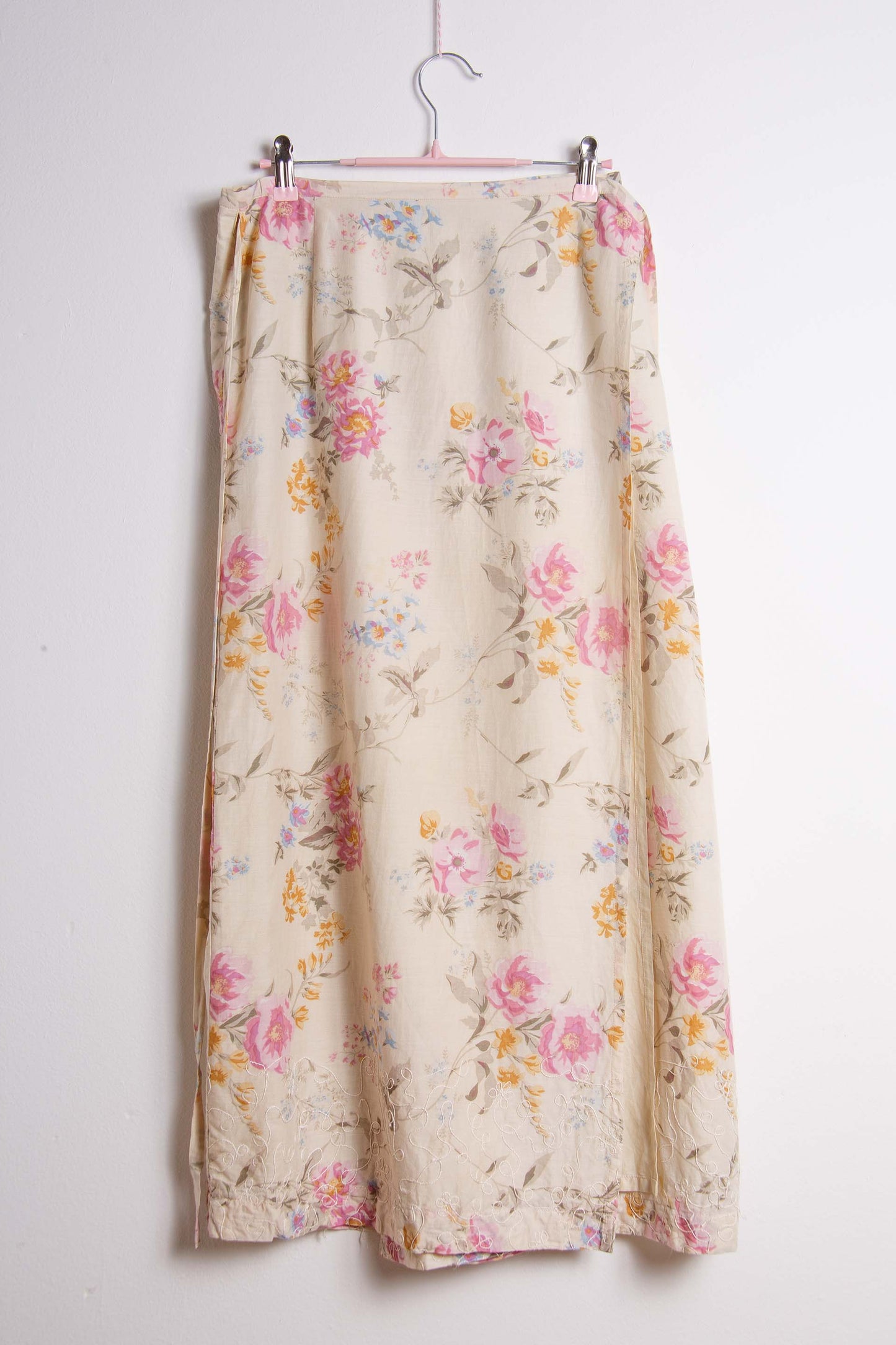 Gonna lunga vintage floreale – Cotone misto, fantasia rosa | Rivesty Vintage