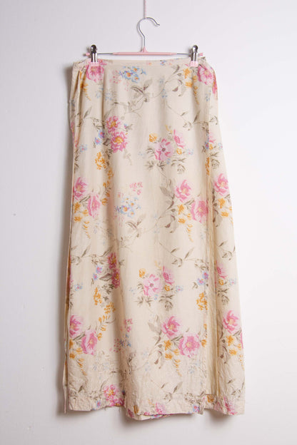 Gonna lunga vintage floreale – Cotone misto, fantasia rosa | Rivesty Vintage