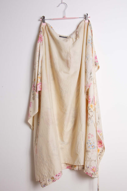Gonna lunga vintage floreale – Cotone misto, fantasia rosa | Rivesty Vintage