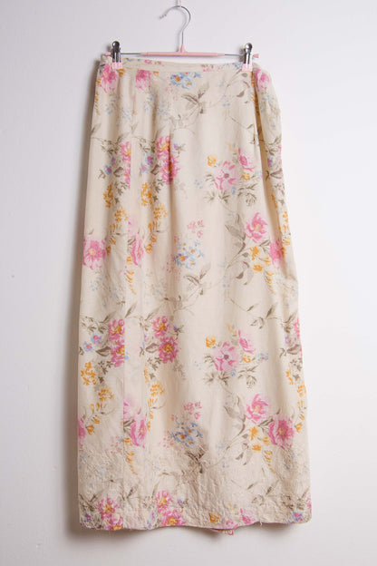 Gonna lunga vintage floreale – Cotone misto, fantasia rosa | Rivesty Vintage