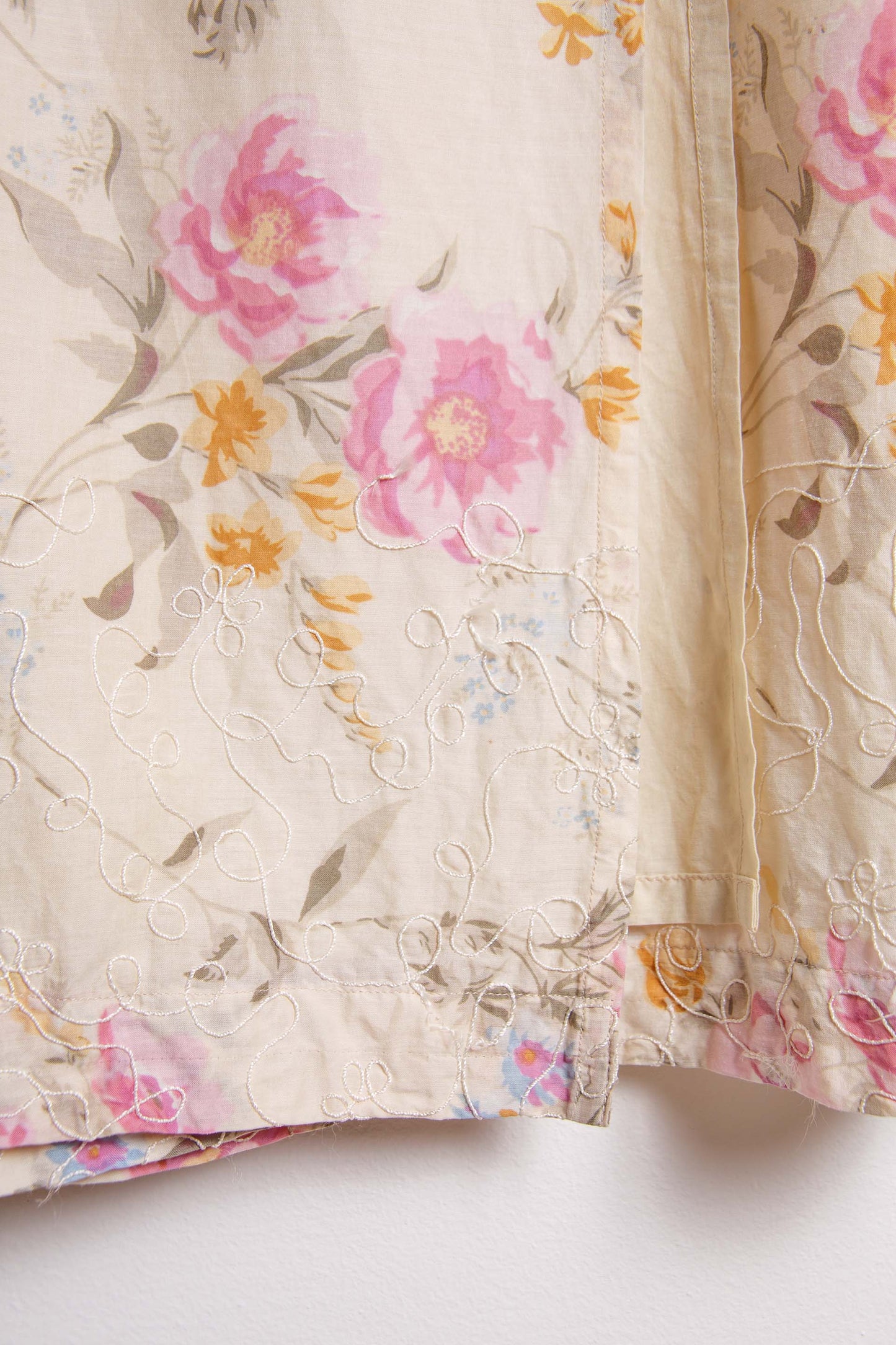 Gonna lunga vintage floreale – Cotone misto, fantasia rosa | Rivesty Vintage
