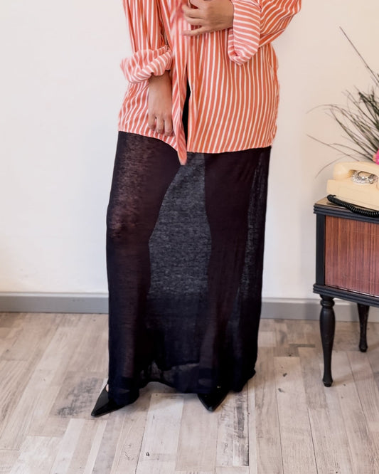 Gonna lunga blu trasparente in maglina – Taglia M | Rivesty Vintage Rivesty Vintage