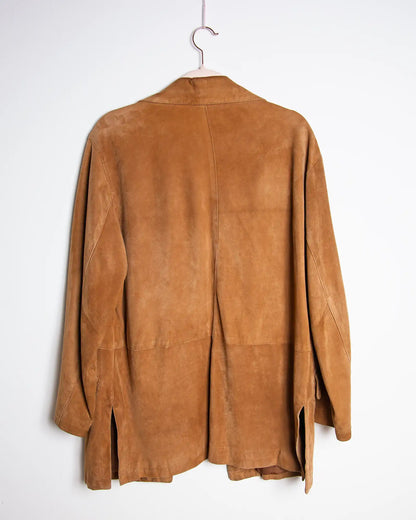 Giacca donna in pelle scamosciata di capra color whisky – Taglia 44
