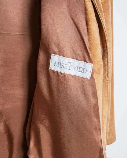 Giacca donna in pelle scamosciata di capra color whisky – Taglia 44