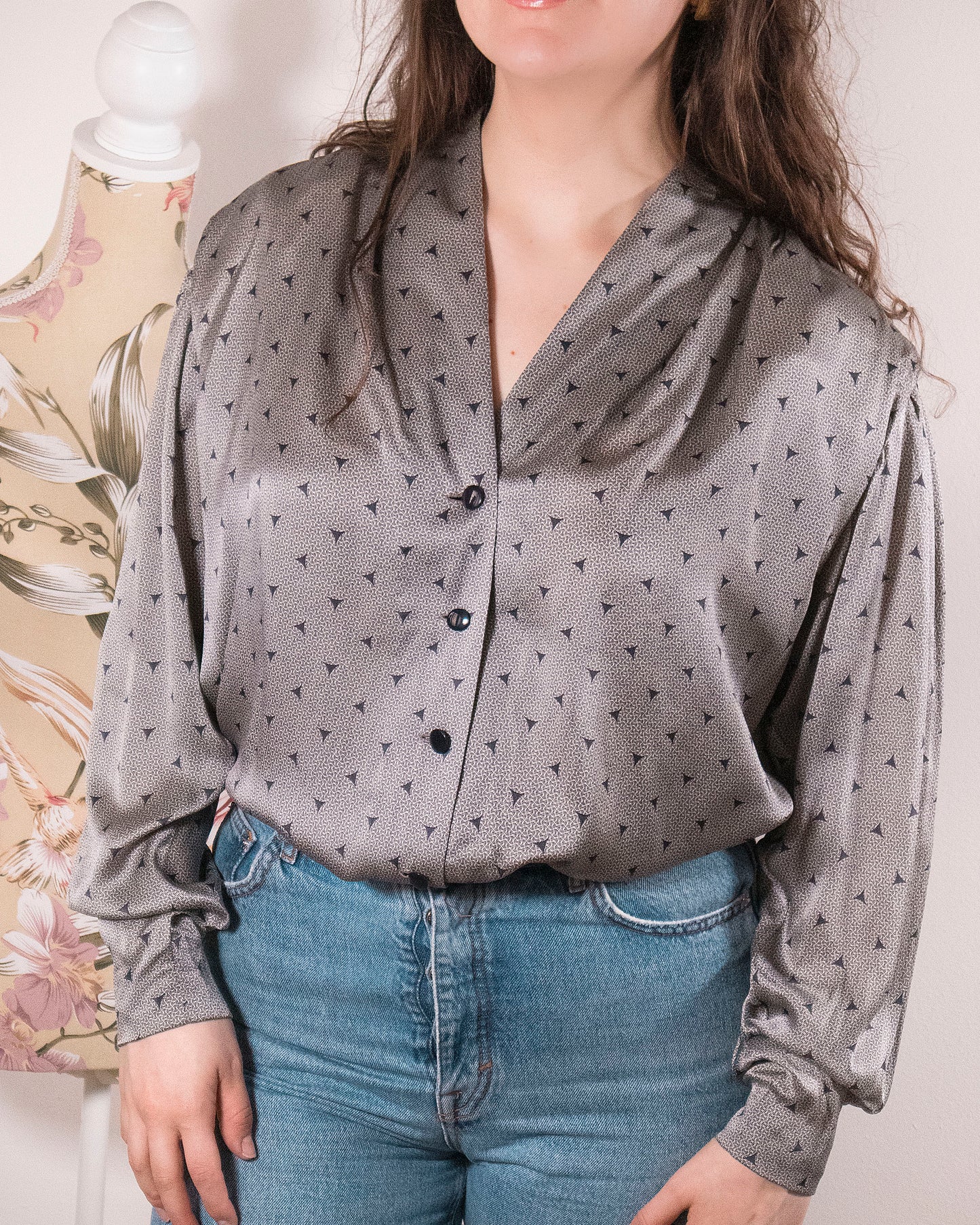 Camicia vintage di taglio sartoriale in seta - Rivesty Vintage