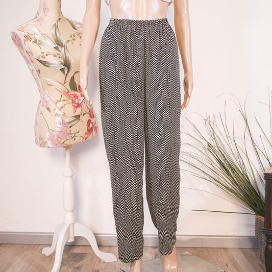 Pantaloni vintage ampi a pois bianchi neri Rivesty Vintage