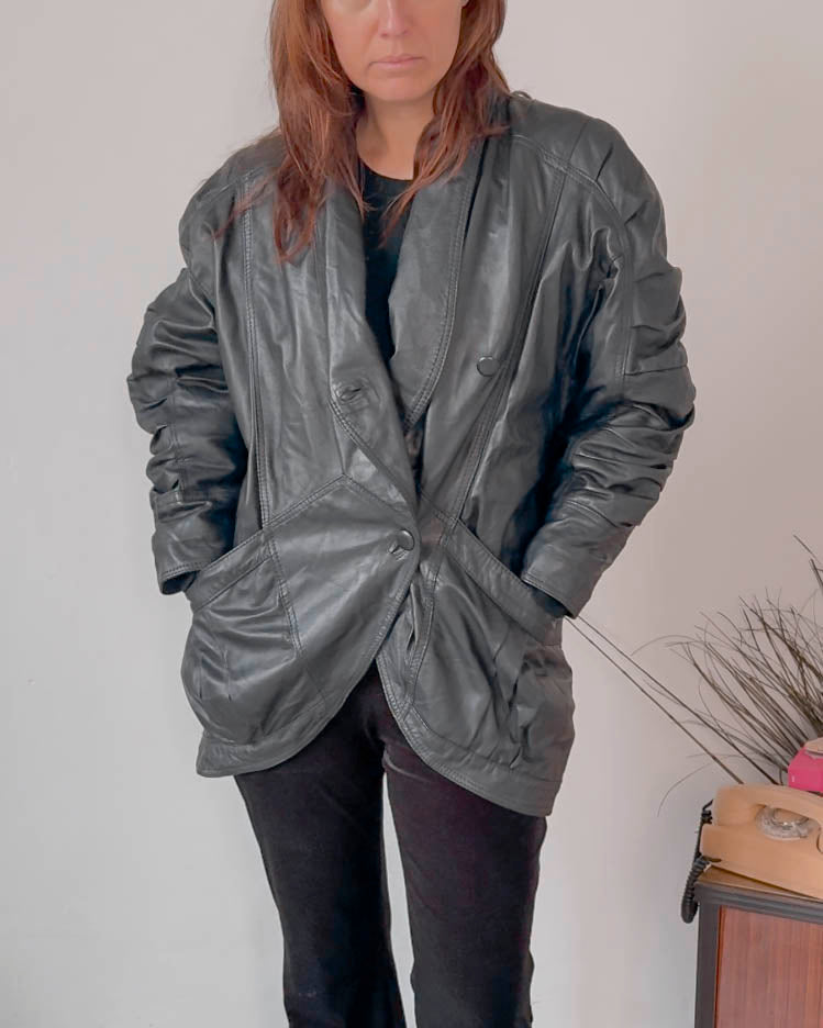 Giacca vintage in vera pelle anni 80 taglia S