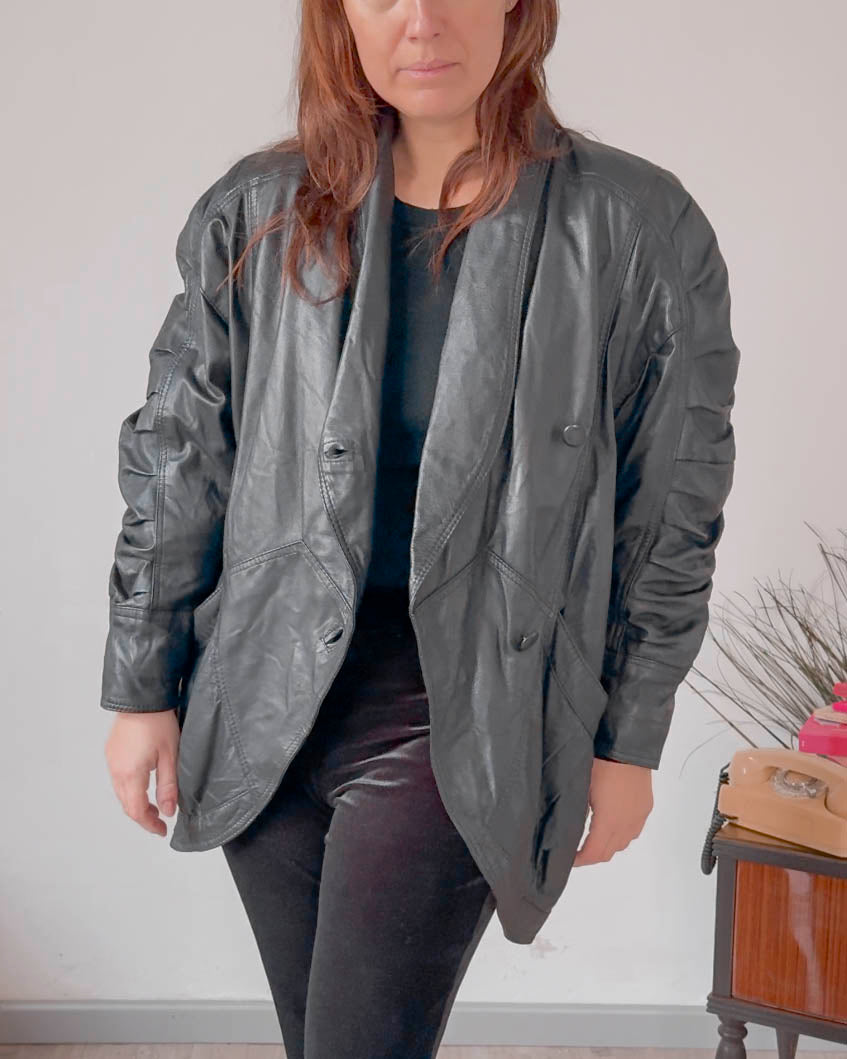 Giacca vintage in vera pelle anni 80 taglia S