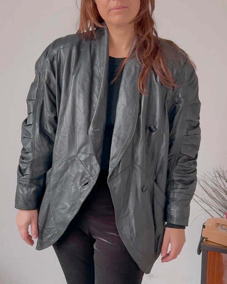 Giacca vintage in vera pelle anni 80 taglia S