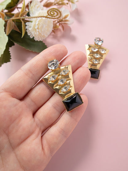Orecchini geometrici in stile anni '20 per foro all'orecchio Rivesty Vintage
