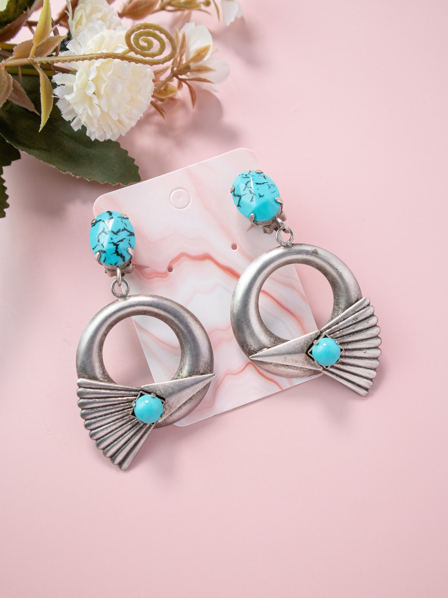Orecchini pendenti Vintage Boho Retro simil pietra blu Rivesty Vintage