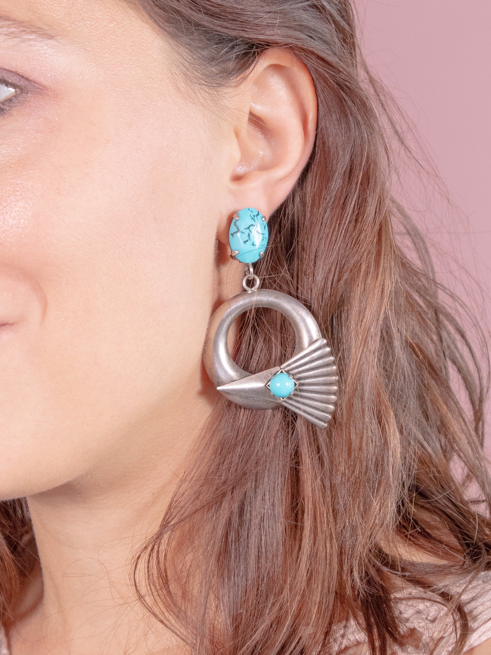 Orecchini pendenti Vintage Boho Retro simil pietra blu Rivesty Vintage