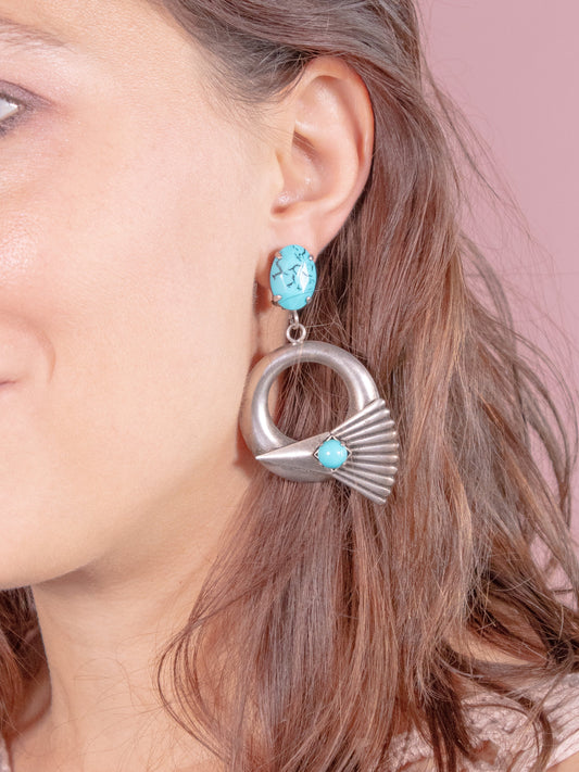 Orecchini pendenti Vintage Boho Retro simil pietra blu Rivesty Vintage