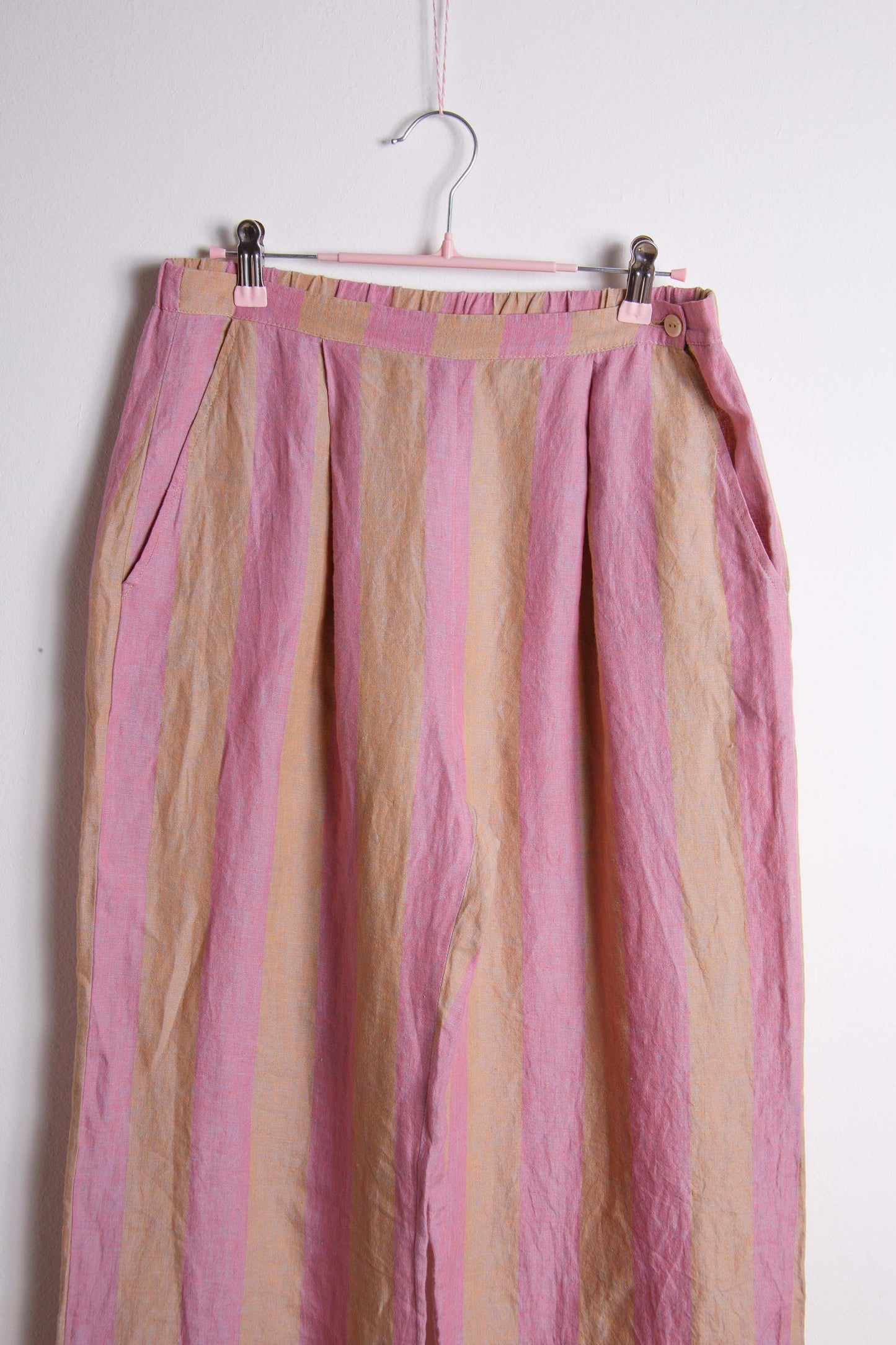 Pantaloni vintage in lino a righe rosa Al Duca d’Aosta – Taglia L | Rivesty Vintage