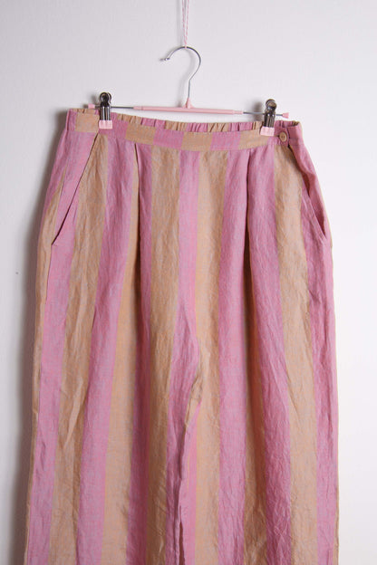 Pantaloni vintage in lino a righe rosa Al Duca d’Aosta – Taglia L | Rivesty Vintage