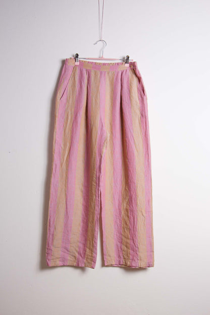 Pantaloni vintage in lino a righe rosa Al Duca d’Aosta – Taglia L | Rivesty Vintage