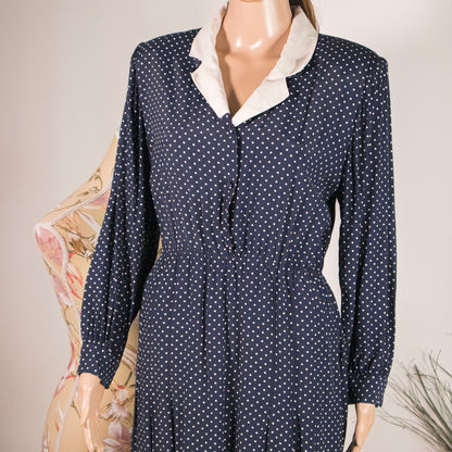 Vestito Vintage Blu a Pois Bianchi anni 60-70 - Rivesty Vintage