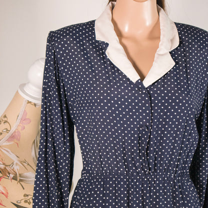 Vestito Vintage Blu a Pois Bianchi anni 60-70 - Rivesty Vintage