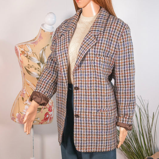 Blazer pied de poule multicolor vintage - abbigliamento vintage Rivesty