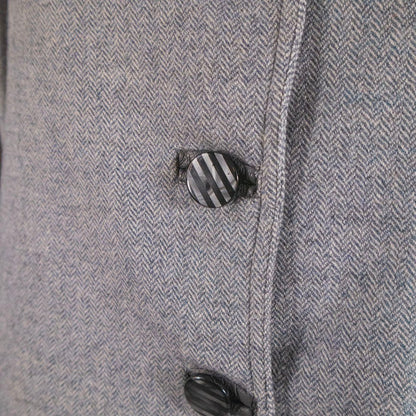 Blazer Vintage a Spina di Pesce con Colletto in Pelle - abbigliamento vintage Rivesty